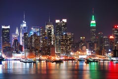 miasta nowa noc linia horyzontu York miasta nowa noc linia horyzontu York