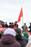Miasto Ulyanovsk, Rosja, march23, 2019, wiec komuni?ci przeciw reformie Rosyjski rz?d fotografia stock Miasto Ulyanovsk, Rosja, march23, 2019, wiec komuni?ci przeciw reformie Rosyjski rz?d fotografia stock