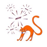 Miaulement rouge de chat sur l'illustration courante blanche de vecteur tirée par la main Images libres de droits Miaulement rouge de chat sur l'illustration courante blanche de vecteur tirée par la main Images libres de droits