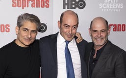 Michael Imperioli, John Ventimiglia i Matthew Weiner przy dyszkanta spotkaniem, fotografia royalty free Michael Imperioli, John Ventimiglia i Matthew Weiner przy dyszkanta spotkaniem, fotografia royalty free