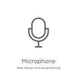 microphone icon vector from web design and programming collection. Thin line microphone outline icon vector illustration. Outline stock illustration microphone icon vector from web design and programming collection. Thin line microphone outline icon vector illustration. Outline stock illustration