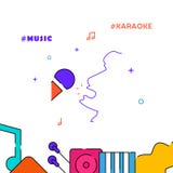 Microphone, singer, karaoke filled line icon, simple illustration