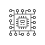 Microprocessore del CPU, linea icona del chip di computer illustrazione di stock Microprocessore del CPU, linea icona del chip di computer illustrazione di stock