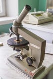 Microscope. Real medical equipment for blood analysis. royalty free stock images Microscope. Real medical equipment for blood analysis. royalty free stock images