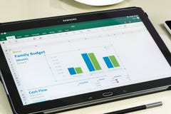 Microsoft Office Excel app on Samsung tablet stock images Microsoft Office Excel app on Samsung tablet stock images