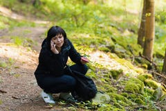 Middle age woman, on hiking trip stock images Middle age woman, on hiking trip stock images
