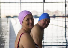 Middle Aged Couple In Swimming Pool Royalty Free Stock Images Middle Aged Couple In Swimming Pool Royalty Free Stock Images