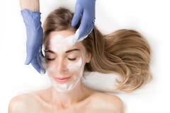 Middle Aging Beautiful Woman Cleaning Her Face With A Foam Treat Royalty Free Stock Photos Middle Aging Beautiful Woman Cleaning Her Face With A Foam Treat Royalty Free Stock Photos