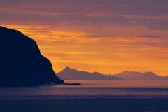 Midnight Sun On Lofoten Stock Images