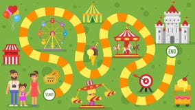 Mieszkanie stylowa ilustracja dzieciaka parka rozrywki gra planszowa ilustracja wektor Mieszkanie stylowa ilustracja dzieciaka parka rozrywki gra planszowa ilustracja wektor