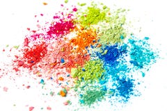 Miettes de craie multicolore sur un fond blanc Joie, carnaval Un jeu pour des enfants Art image stock Miettes de craie multicolore sur un fond blanc Joie, carnaval Un jeu pour des enfants Art image stock
