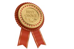 Migliore premio choice del nastro rosso isolato su fondo bianco 3d IL illustrazione di stock Migliore premio choice del nastro rosso isolato su fondo bianco 3d IL illustrazione di stock