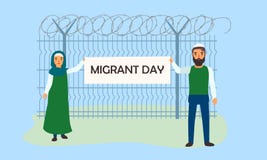 Migrant day concept banner, flat style stock illustration Migrant day concept banner, flat style stock illustration