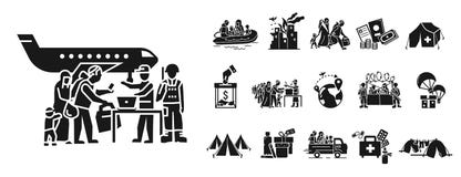 Migrant icon set, simple style vector illustration Migrant icon set, simple style vector illustration