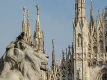 Milan Cathedral church standing proud in Piazza del Duomo in Milan, Lombardy, Italy at February, 2018 stock photo Milan Cathedral church standing proud in Piazza del Duomo in Milan, Lombardy, Italy at February, 2018 stock photo