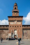 Travelers at front gate of the Sforzesco Castle, Italy royalty free stock image Travelers at front gate of the Sforzesco Castle, Italy royalty free stock image