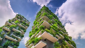 Milan, Italy - May 2017: Bosco Verticale or Vertical Forest is one best tall building. Residentia.