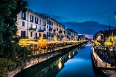 Milan nightlife in Navigli.italy royalty free stock images Milan nightlife in Navigli.italy royalty free stock images