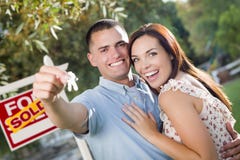 Military Couple With House Keys And Sold Real Esta Stock Image Military Couple With House Keys And Sold Real Esta Stock Image