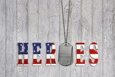 Military Dog Tags With Hero Flag Royalty Free Stock Images