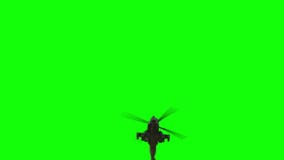 Military helicopter UH-60 Black Hawk realistic 3d animation. Green screen