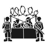 Military protect enter people migration icon, simple style vector illustration Military protect enter people migration icon, simple style vector illustration