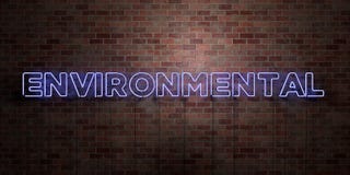 MILJÖ- - fluorescerande tecken för neonrör på murverk - främre sikt - 3D framförde den fria materielbilden för royalty royaltyfri illustrationer MILJÖ- - fluorescerande tecken för neonrör på murverk - främre sikt - 3D framförde den fria materielbilden för royalty royaltyfri illustrationer