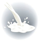 Milk pouring out,spill. Vector