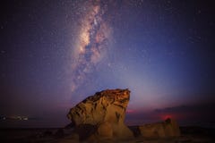 Milkyway rise above a standing stone stock photos Milkyway rise above a standing stone stock photos