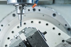 Milling at CNC machine. industrial metalworking cutting process by cutter Stock Images Milling at CNC machine. industrial metalworking cutting process by cutter Stock Images