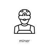 Miner icon. Trendy modern flat linear vector Miner icon on white stock illustration Miner icon. Trendy modern flat linear vector Miner icon on white stock illustration