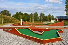 Mini Golf Ready To Play. Outdoors Scene Royalty Free Stock Photo Mini Golf Ready To Play. Outdoors Scene Royalty Free Stock Photo