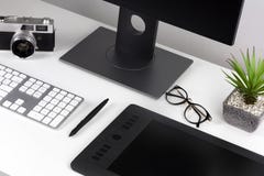 Minimal clear white workspace stock photography Minimal clear white workspace stock photography