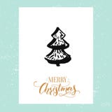 Minimalistic Christmas Greeting Card With Hand Drawn Christmas Tree. Vector Design Template With Calligraphy Type. Stock Image Minimalistic Christmas Greeting Card With Hand Drawn Christmas Tree. Vector Design Template With Calligraphy Type. Stock Image