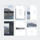 Minimalistic hipster UI Kit for designing responsive websites, mobile apps & user interface. Mountain background. stock illustration Minimalistic hipster UI Kit for designing responsive websites, mobile apps & user interface. Mountain background. stock illustration