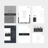 Minimalistic hipster UI Kit for designing responsive websites, mobile apps & user interface. Old camera on background. Monochrome stock illustration Minimalistic hipster UI Kit for designing responsive websites, mobile apps & user interface. Old camera on background. Monochrome stock illustration