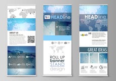 The minimalistic vector illustration of editable layout of roll up banner stands, vertical flyers, flags design business royalty free illustration The minimalistic vector illustration of editable layout of roll up banner stands, vertical flyers, flags design business royalty free illustration