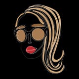Minimalistic ύφος Portret Αφηρημένο πρόσωπο ένα σχέδιο γραμμών στο μαύρο υπόβαθρο r απεικόνιση αποθεμάτων Minimalistic ύφος Portret Αφηρημένο πρόσωπο ένα σχέδιο γραμμών στο μαύρο υπόβαθρο r απεικόνιση αποθεμάτων
