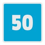 Minimum speed fifty limit icon, flat style. stock illustration Minimum speed fifty limit icon, flat style. stock illustration