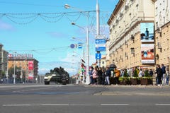 Minsk, Belarus - 3 juillet 2019 : véhicules militaires sur son chemin au défilé du Jour de la Déclaration d'Indépendance du Belar photo stock Minsk, Belarus - 3 juillet 2019 : véhicules militaires sur son chemin au défilé du Jour de la Déclaration d'Indépendance du Belar photo stock