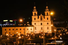 Minsk, republika Białoruś, Listopad - 18, 2018, jesień: Świątynia spadek Święty duch jest głównym kościół obrazy stock Minsk, republika Białoruś, Listopad - 18, 2018, jesień: Świątynia spadek Święty duch jest głównym kościół obrazy stock
