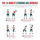 15 minute standing abs workout. Fitness, Aerobic and workout exercise in gym. Vector set of gym icons in flat style isolated on white background. People in gym stock illustration 15 minute standing abs workout. Fitness, Aerobic and workout exercise in gym. Vector set of gym icons in flat style isolated on white background. People in gym stock illustration