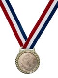 Misc.: Shiny Gold Medal With Red White & Green Ribbon Stock Photography Misc.: Shiny Gold Medal With Red White & Green Ribbon Stock Photography