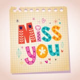 Miss you note paper cartoon illustration vector illustration Miss you note paper cartoon illustration vector illustration