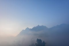 Mist are cover the mountain stock images Mist are cover the mountain stock images