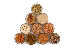 Mixed Dry Fruits In Glas Bowl Stock Photo