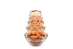 Mixed Dry Fruits In Glass Bowl Royalty Free Stock Image