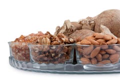 Mixed Dry Fruits In Glass Bowl Stock Photography