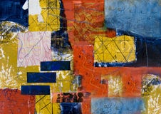 Mixed media abstract collage painting