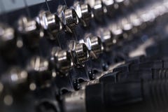 Mixing connectors, XLR output,input , lose-up royalty free stock photos Mixing connectors, XLR output,input , lose-up royalty free stock photos